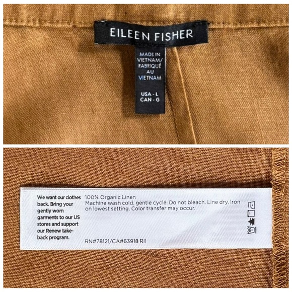 EILEEN FISHER L NEW Organic Linen Open Front Long Blazer in Bronze Office Casual - Picture 6 of 12